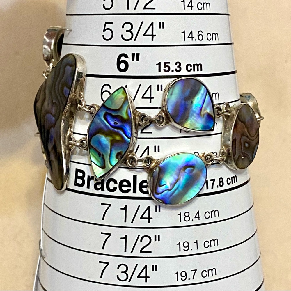 Sterling Silver Abalone Shell Statement Bracelet … - image 8